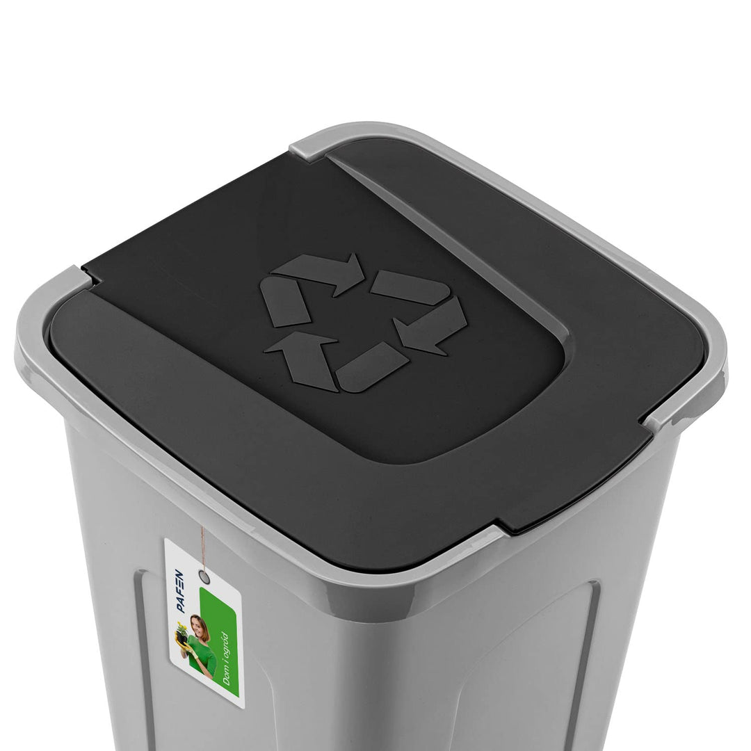PAFEN Grosser Mülleimer 50l mit Deckel – Abfallbehälter 550 x 365 x 370mm - Abfalleimer für Trennen
