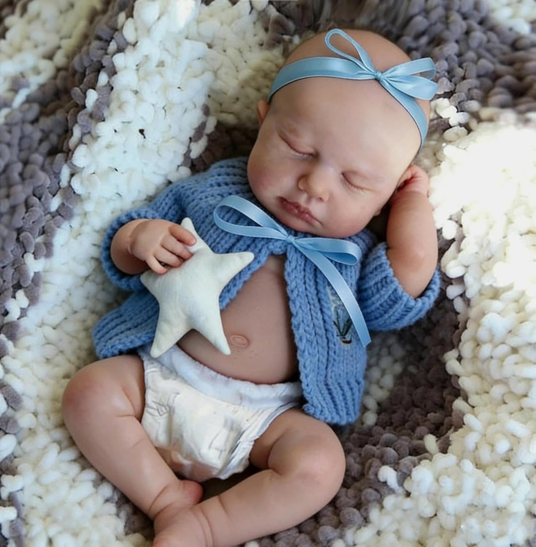 Zero pam Reborn Baby Mädchen-30CM Echtem Silikon Reborn Baby Vollsilikon Lebensecht, Reborn Puppen L