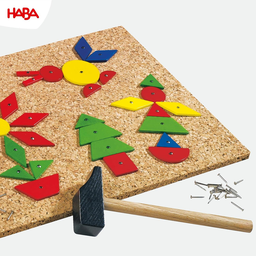 HABA 2310 Large Geo Shape Tack Zap, 102 wooden geometric shapes, ages 3 and Up (Made in Germany)