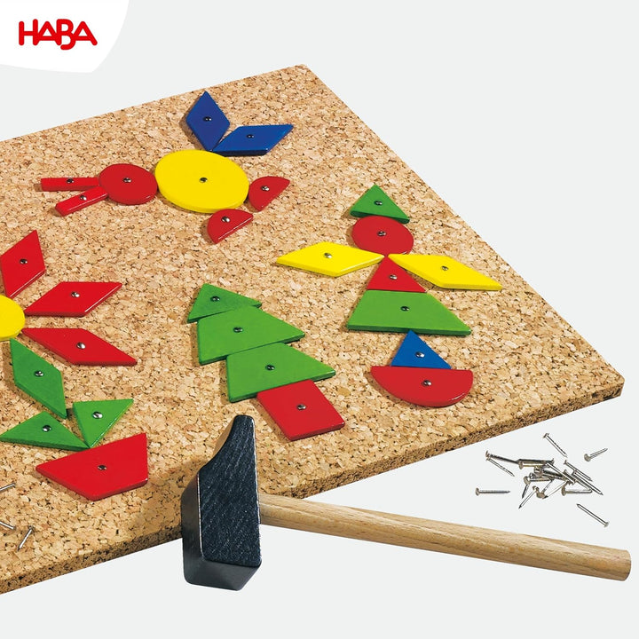 HABA 2310 Large Geo Shape Tack Zap, 102 wooden geometric shapes, ages 3 and Up (Made in Germany)