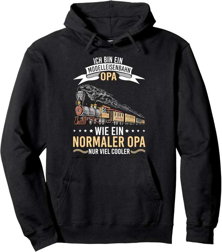 Herren Modelleisenbahn Opa Dampflokomotive Rentner Pullover Hoodie