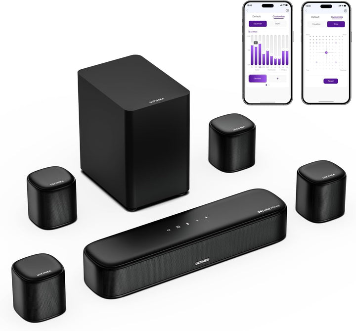ULTIMEA 7.1ch Soundbar mit Dolby Atmos, Surround Sound System mit 4 Surround Lautsprechern, App, Hei
