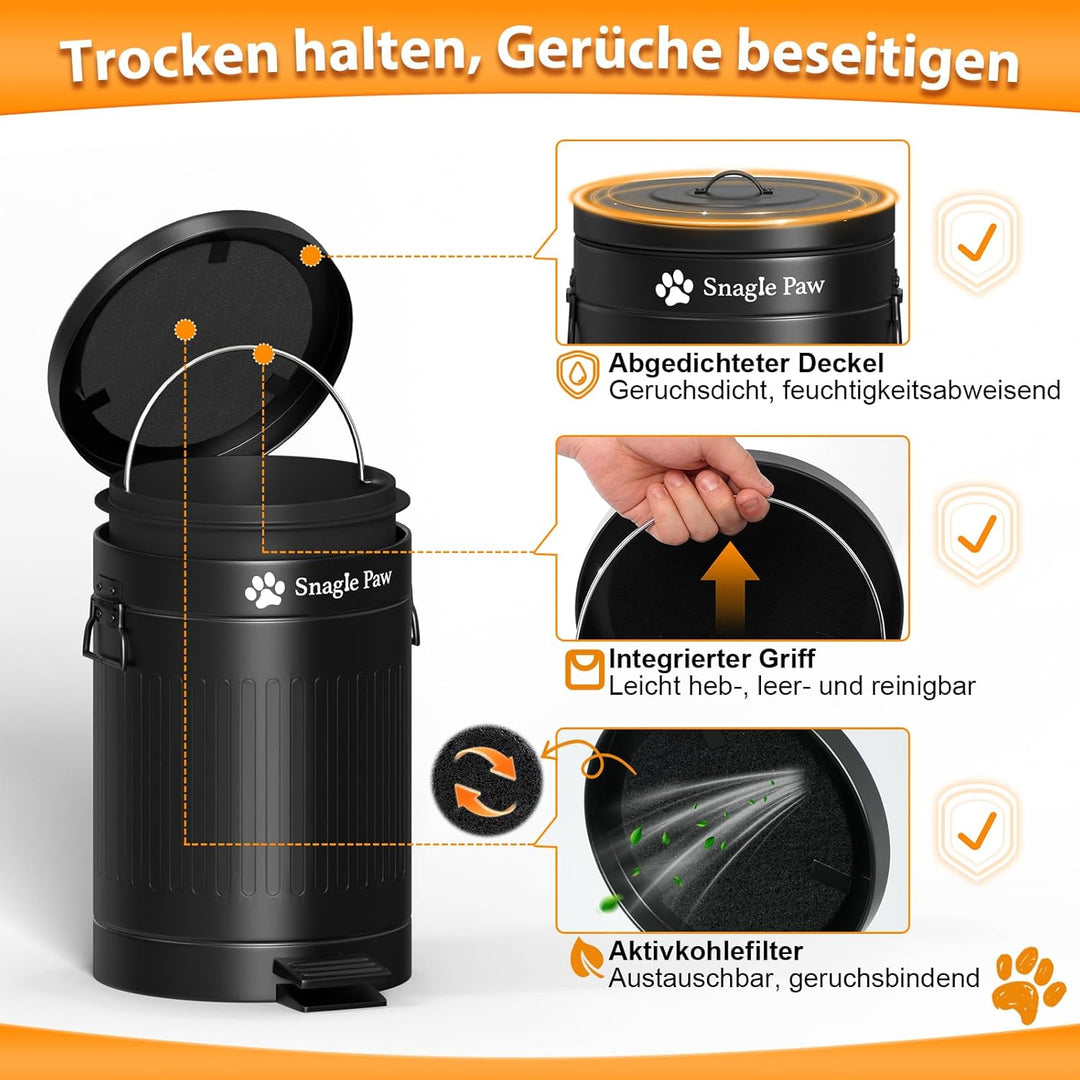Hundekot-Mülleimer zur Wandmontage, 12 Liter Hundeabfalleimer mit Deckel, Pooper Scooper inklusive 4