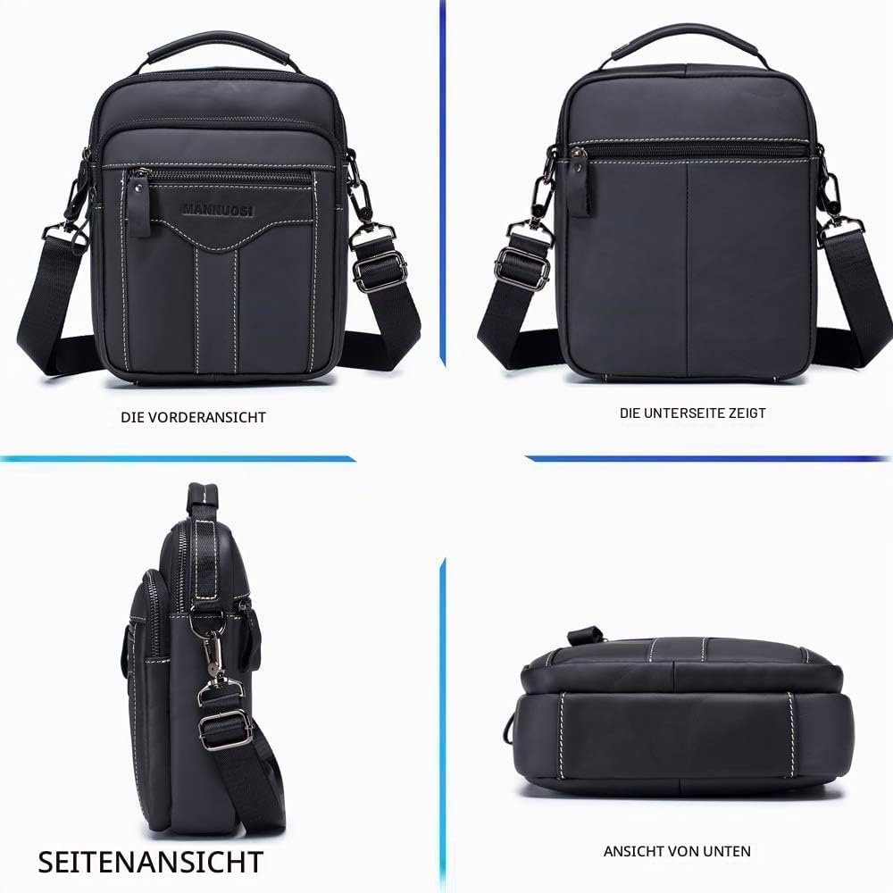 MANNUOSI Herren Schultertaschen business Freizeit Henkeltaschen echtleder vintage Handtaschen Einhei