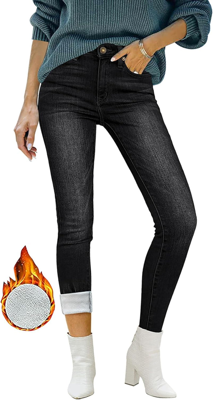 Skinny Jeans Damen High Waist Thermo Jeans Damen Winter Gefütter Thermo Jeans Leggings Damen Stretch