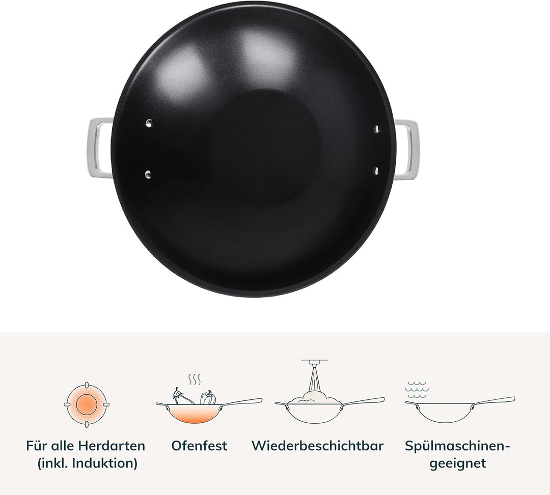 Olav Olavson® Wok Kupferpfanne mit Antihaftbeschichtung aus 5-Schicht-Material, induktions- und spül