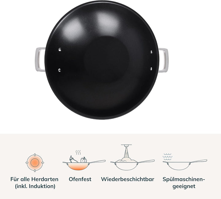 Olav Olavson® Wok Kupferpfanne mit Antihaftbeschichtung aus 5-Schicht-Material, induktions- und spül