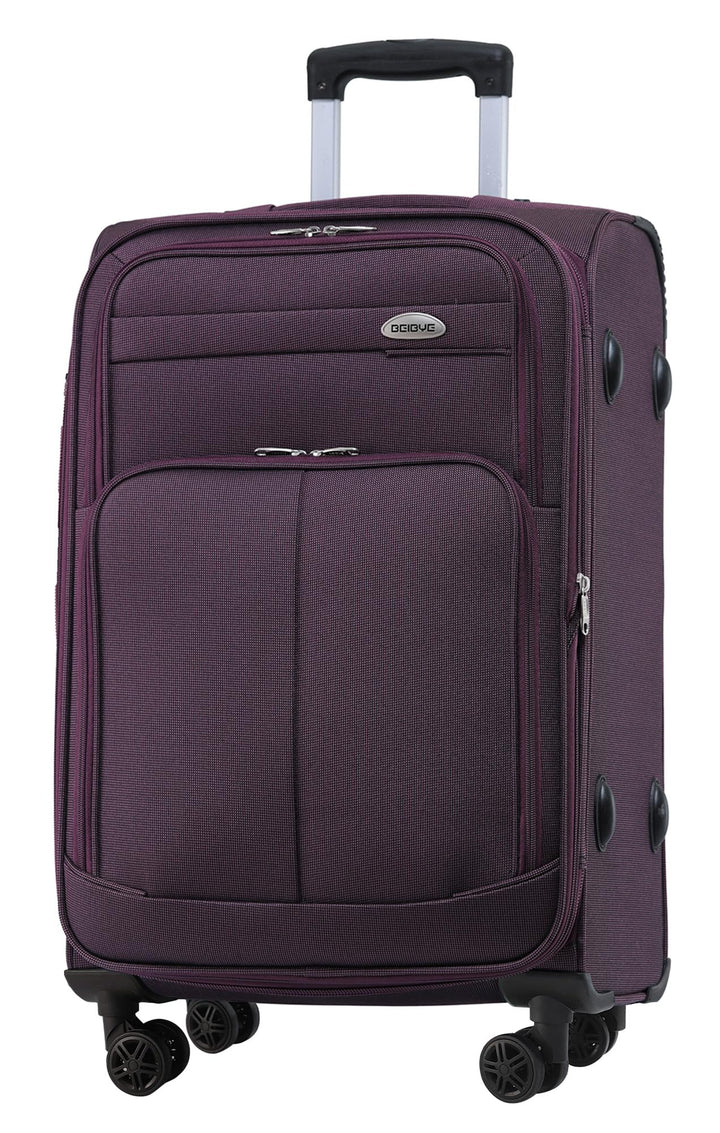 BEIBYE Leichter Stoffkoffer Kofferset Trolley Aussentaschen Dehungsfuge mehr Stauraum mit Zahlenschl