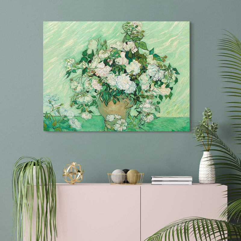 PICANOVA – Vincent Van Gogh Roses 100x75 cm – Bild auf Leinwand – Leinwandbild – Premium Leinwanddru