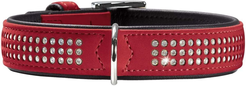 HUNTER SOFTIE TRILUXE Hundehalsband, Kunstleder, glitzernde Strasssteine, 60 (M-L), rot rot 60 (M-L)