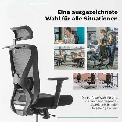 Backerz Bürostuhl Ergonomisch - Bürostühle 150kg, TUV & NEN 1335 zertifiziert - Office Schreibtischs