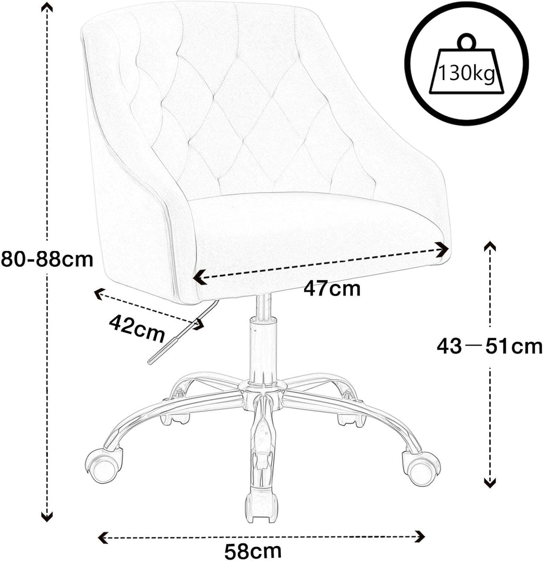 Homeoffice Stuhl,Schreibtischstuhl Samt,Schminktisch mit Rollen,Frauen Drehstuhl,Höhenverstellbar,fü