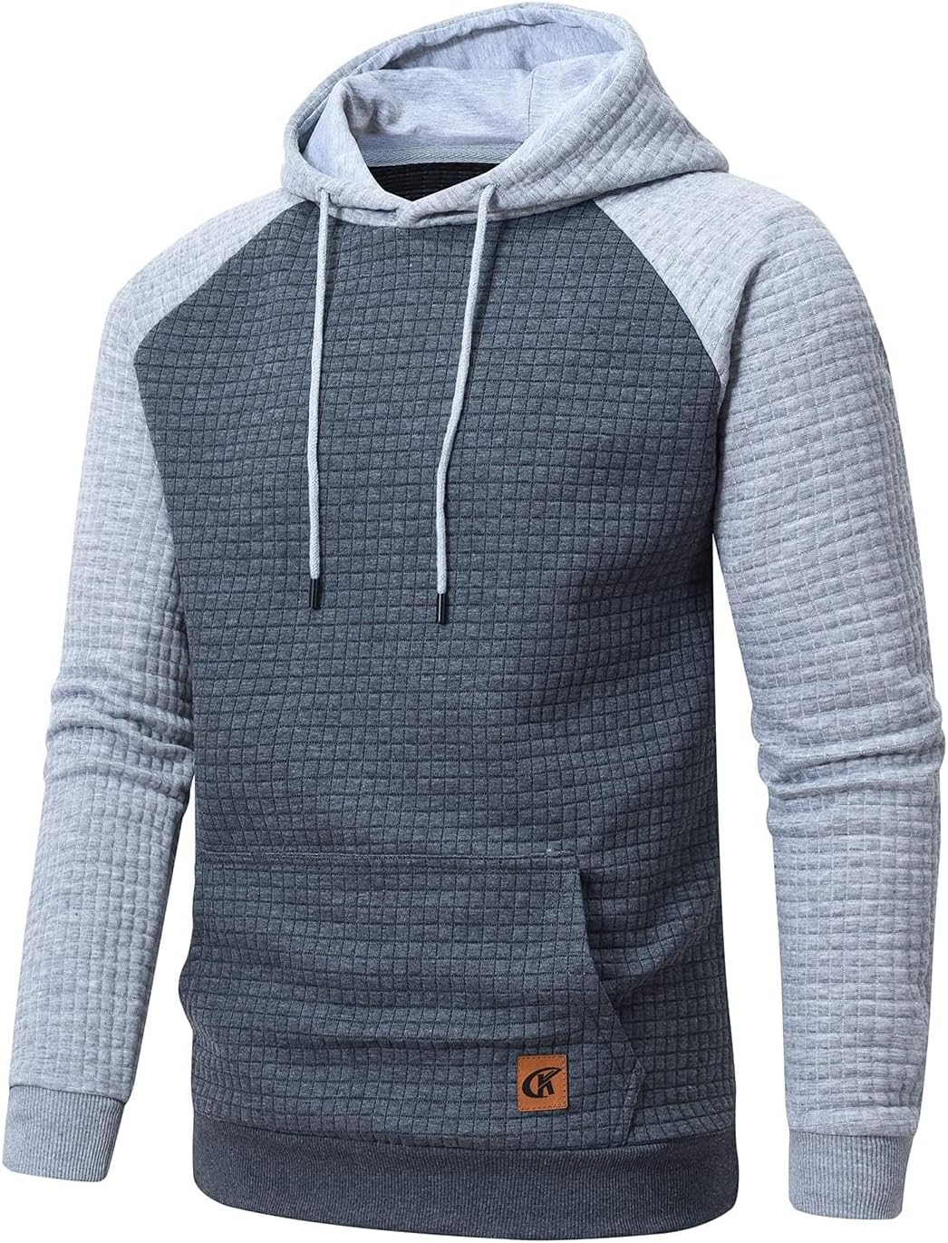 YuKaiChen Herren Kapuzenpullover Casual Langarm Karierten Kordelzug Jacquard Hooded Sweat mit Fleece
