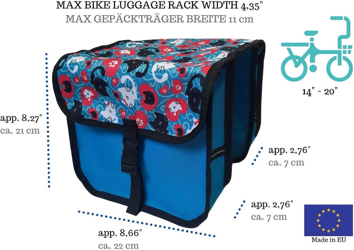 Beluko FAHRRADTASCHE 14-20 Zoll Kinder Satteltasche Gepäckträgetasche Doppel 2 x 5l (45 - Mini - Kat