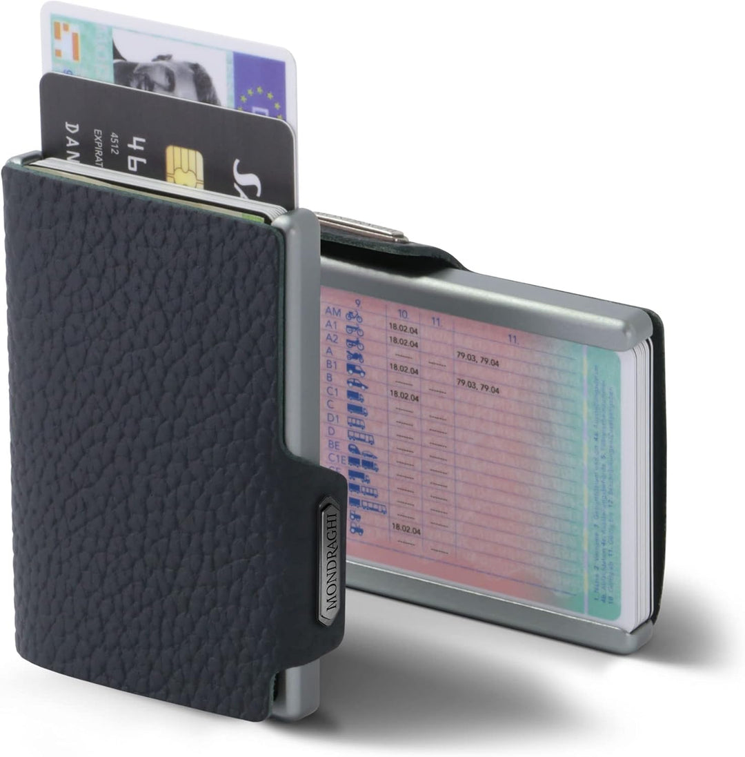 Mondraghi® Mini-Wallet. Ultraleichte Geldbörse mit Narbenleder. Kleiner Geldbeutel mit RFID-Schutz-C