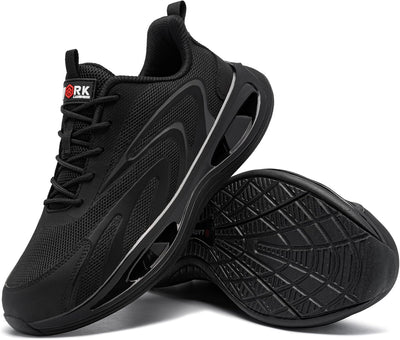 LARNMERN Arbeitsschuhe Herren Sicherheitsschuhe Leichte Stahlkappenschuhe Bequeme Antishock Atmungsa