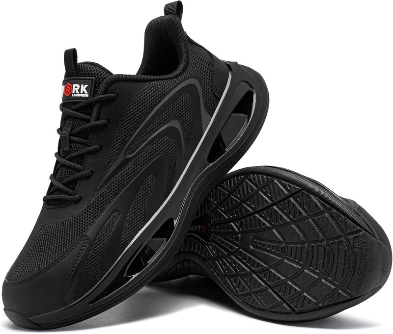 LARNMERN Arbeitsschuhe Herren Sicherheitsschuhe Leichte Stahlkappenschuhe Bequeme Antishock Atmungsa