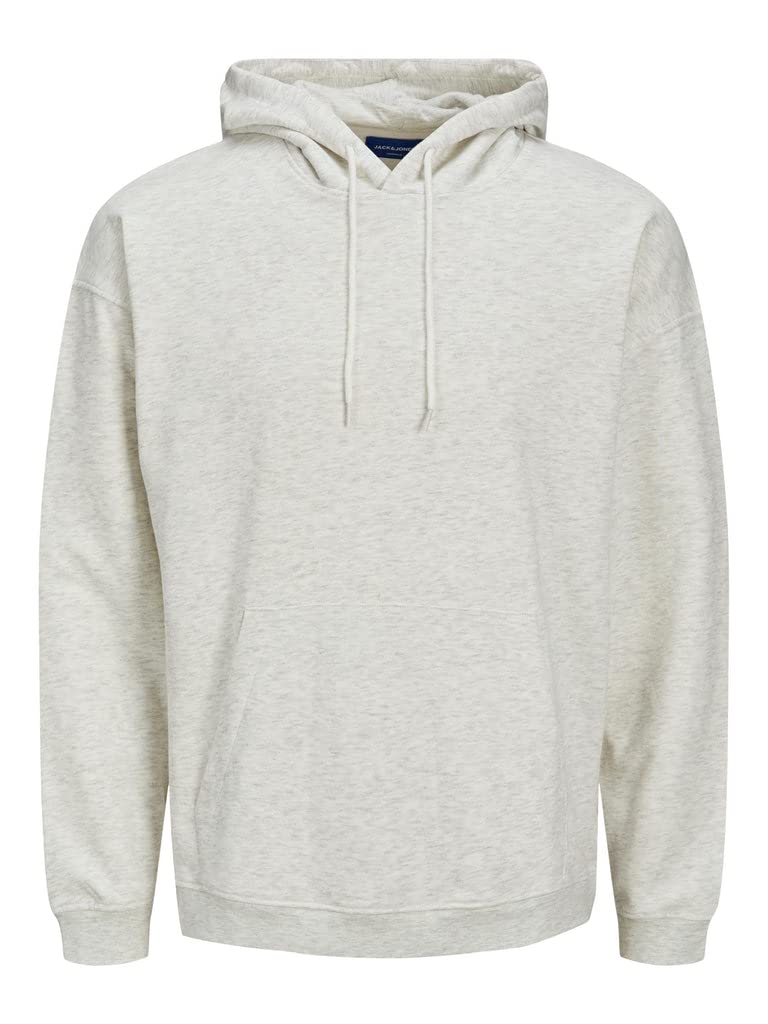 JACK & JONES Herren Jorbrink Sweat Hood Noos Kapuzenpullover S White Melange/Fit:cropped Box/Brushed