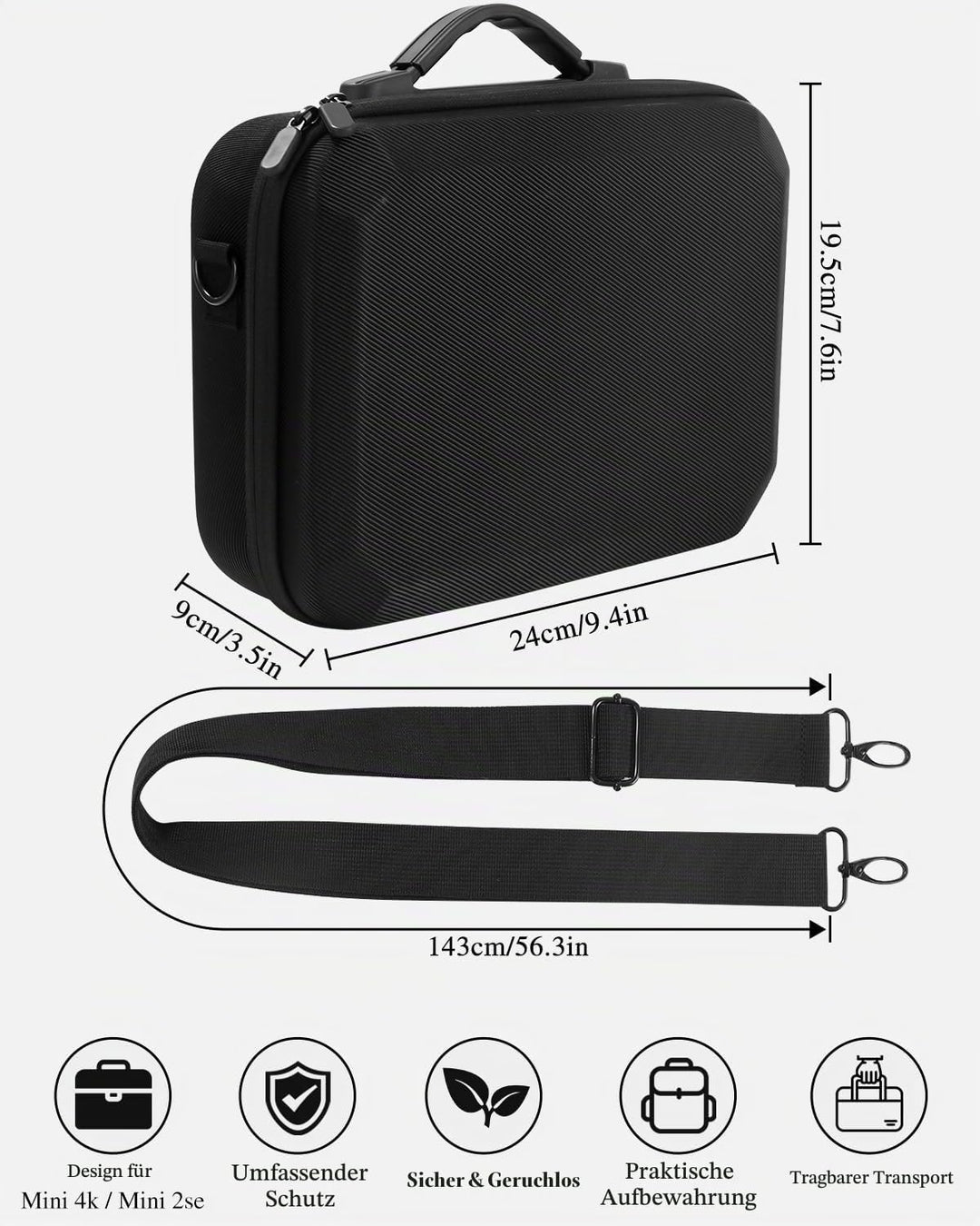 Tasche für DJI Mini 4K/2 SE Drohne, Tragbare Tragetasche für Drohne, RC-N1C Fernsteuerung, Propeller