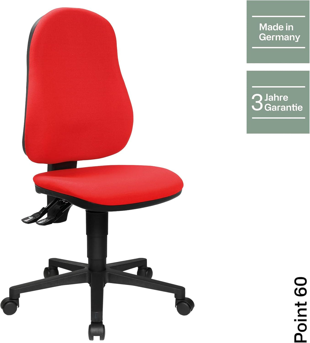 Topstar Point 60, Bürostuhl, Schreibtischstuhl, Stoff, rot, 54 x 47 x 109 cm, Rot