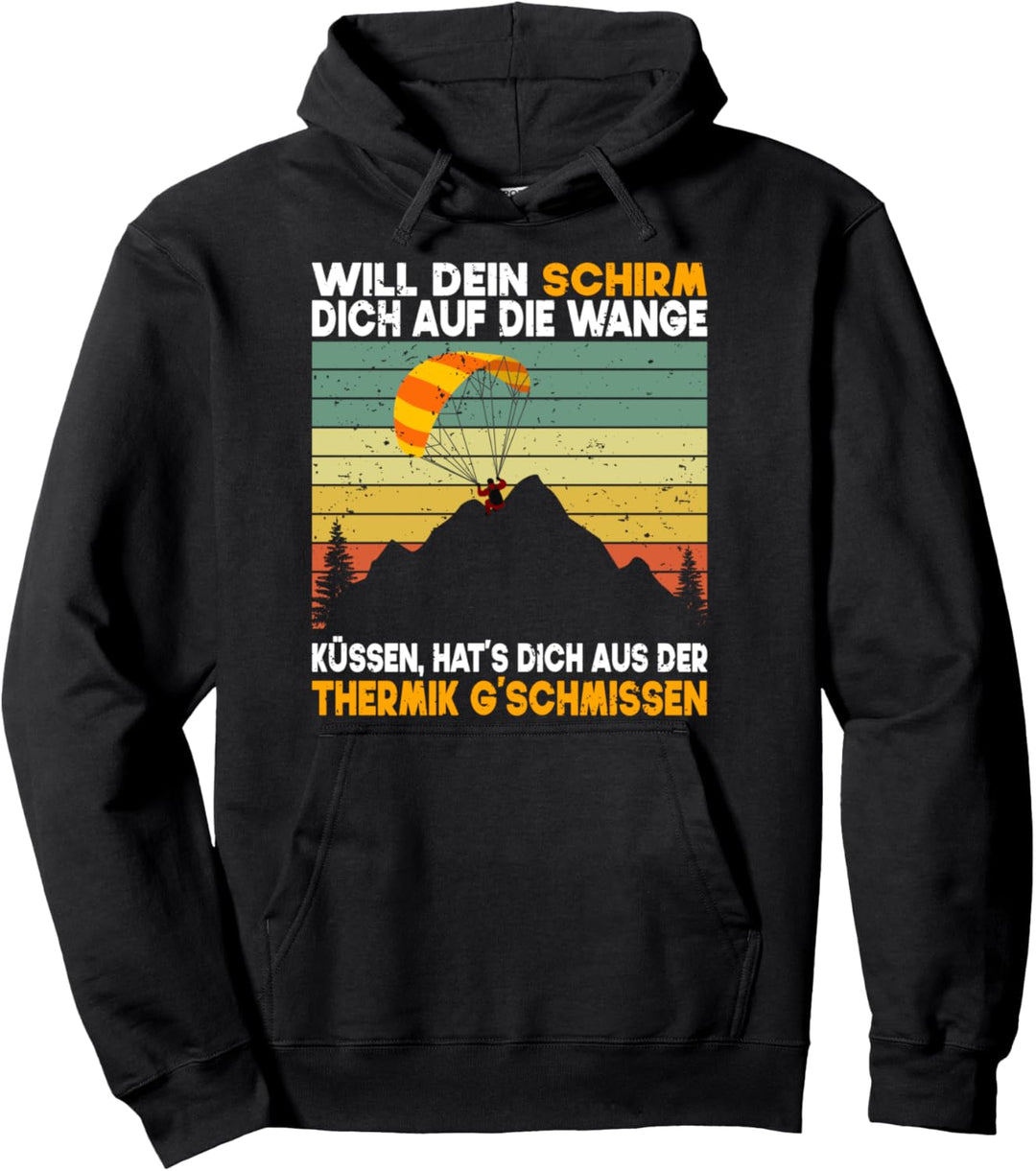 Paragliding über den Bergen Vintage Gleitschirm Pullover Hoodie