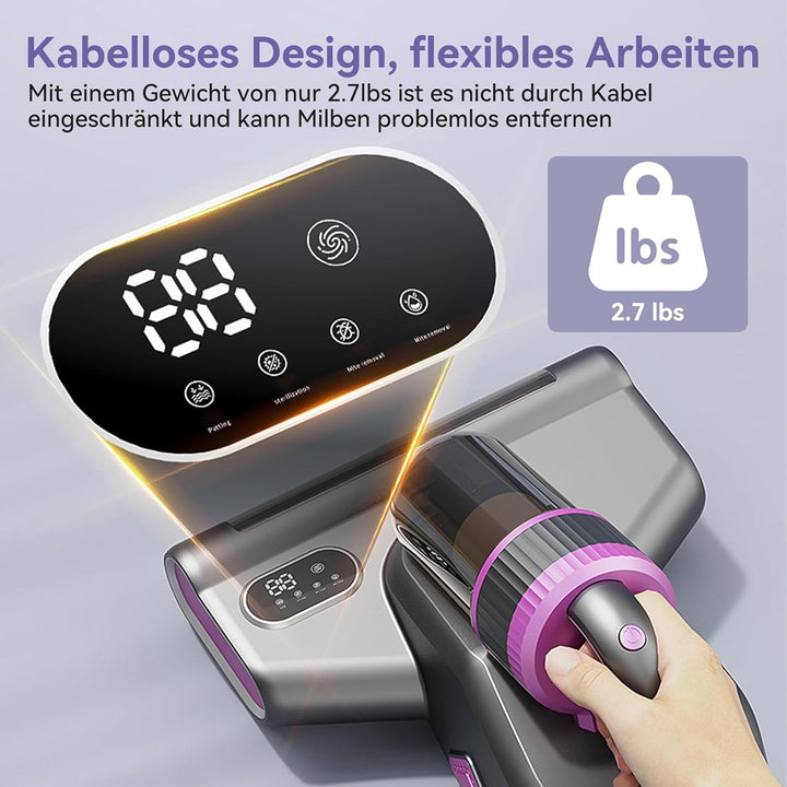 Milbensauger für Matratzen, Milbensauger mit UV-Licht 15Kpa Starke Absaugung, 500W Milbenstaubsauger
