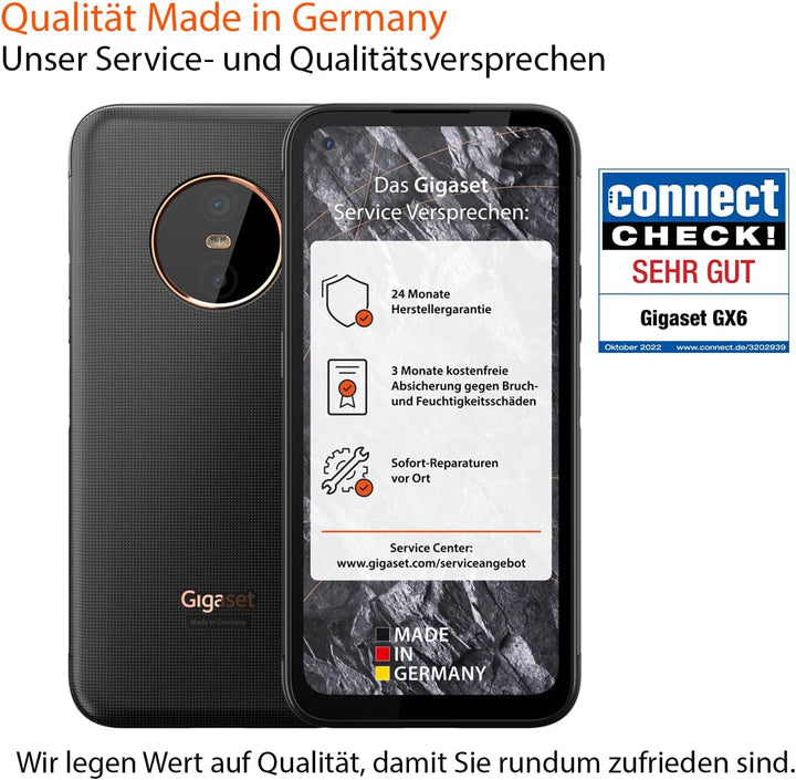 Gigaset GX6 - Outdoor Smartphone 5G - Militärstandard - staub- & wasserdicht IP68 - 6,6" FHD+ Displa