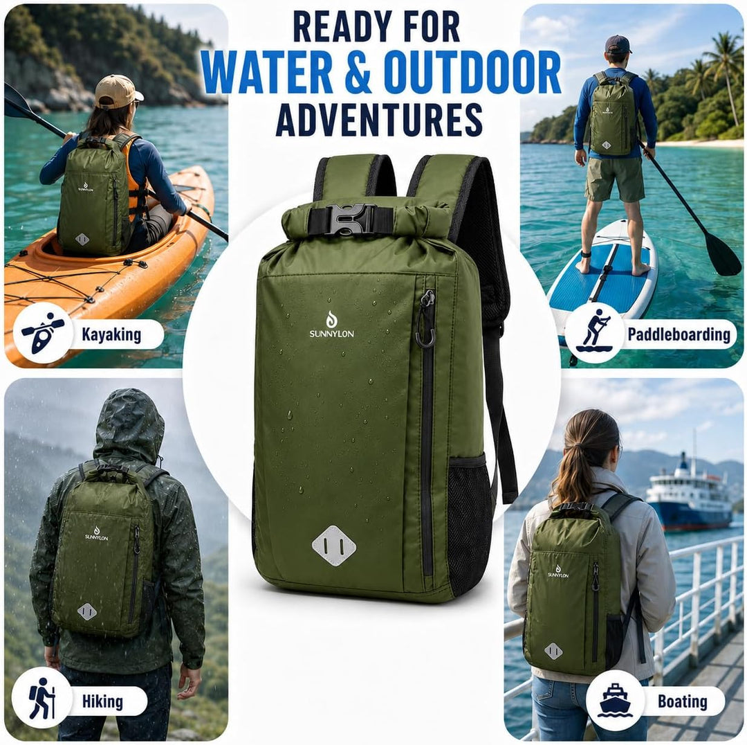 Dry Bag Rucksack,20L IPX8 wasserdichte Rucksack Rolltop mit Handyhülle,Wasserfester Tasche Schwimmen