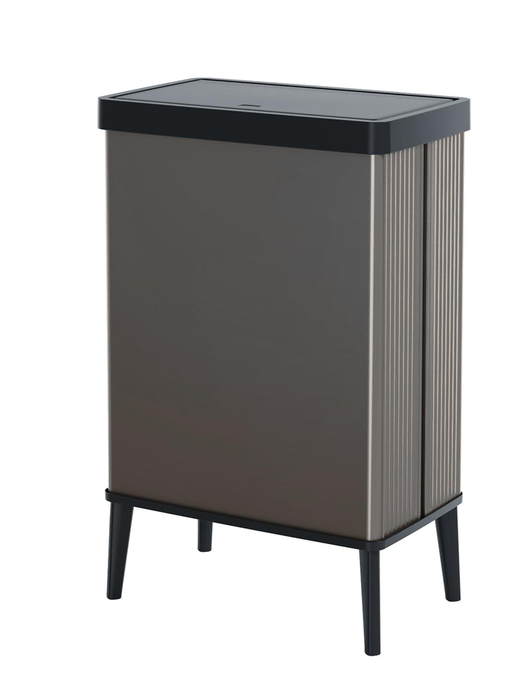 Curver Keter Verto Mülleimer, Mülltrennung, Druckdeckel, Doppelfach, elegantes Design, recycelbar, i