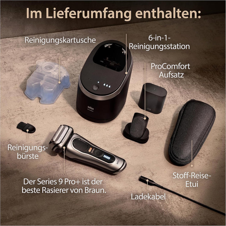 Braun Series 9 Pro+ Rasierer Herren Elektrisch, Elektrorasierer mit 5 Rasierelementen, ProComfort Au