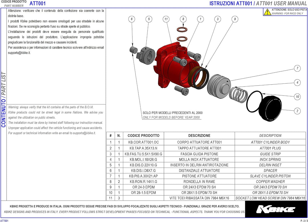 Kbike Kupplungsdruckzylinder titanium für Ducati - lebenslange Garantie