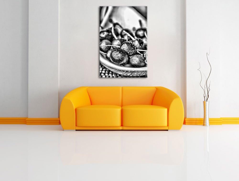 Pixxprint Frische Kirschen in Schlüssel als Leinwandbild/Grösse: 100x70 cm/Wandbild/Kunstdruck/ferti