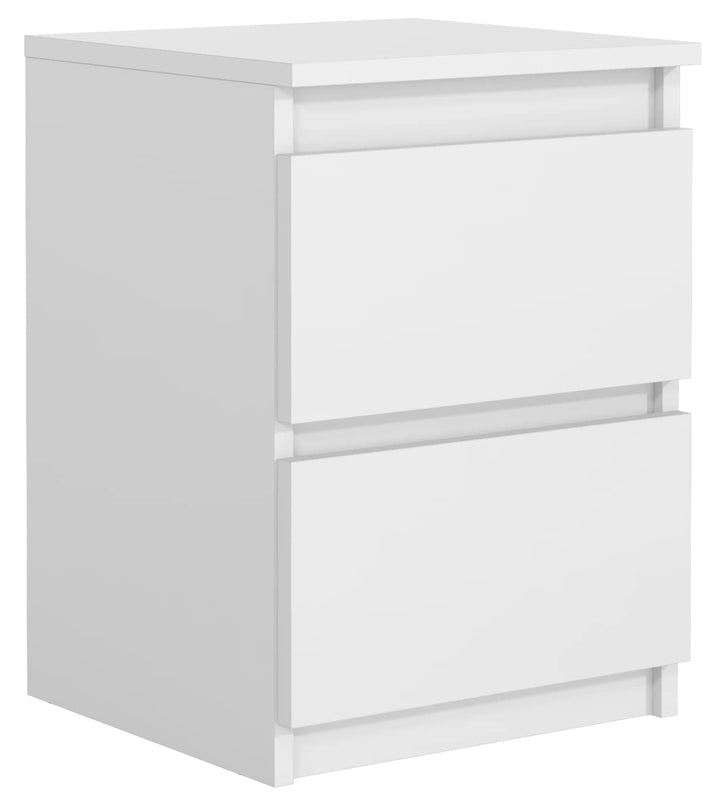 meble masztalerz Nachttisch Weiss Matt 2 Schubladen 40 cm Nachtkommode, grifflose Schubladen, Nachts