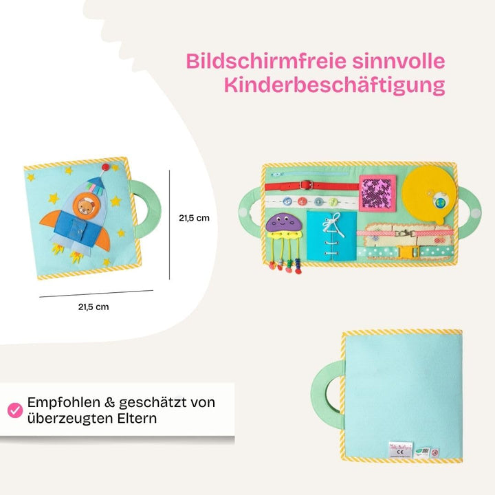 Jolly Designs – Weltraumabenteuer - 2 Seiten – Montessori Spielzeug ab 2 Jahren – Motorik & Sensorik