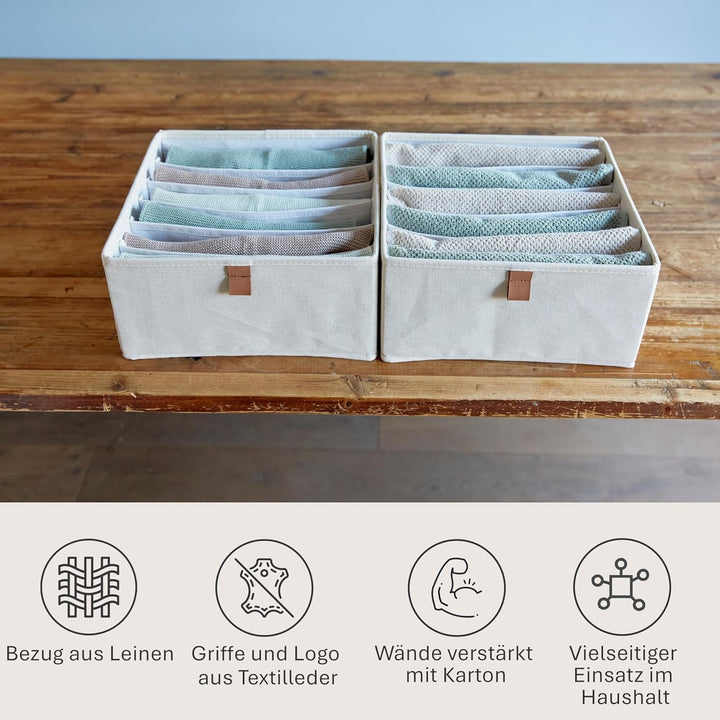 LOVE IT STORE IT Premium Schubladenbox 2-teilig - Kleiderschrank Organizer aus Stoff - Verstärkt mit