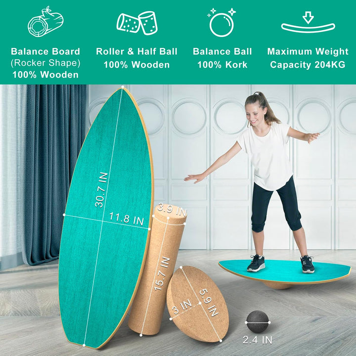 Balance Board Erwachsene,Gleichgewichtstraining - Balance Board Holz,Oberflächenbehandlung gegen Rut