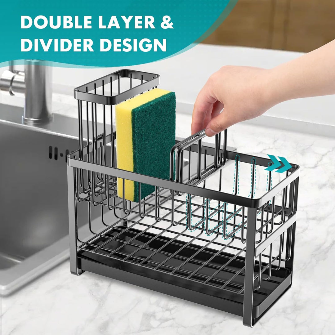 Sinnsally Spülbecken Organizer Küchen,Sink Caddy Kitchen Organizer Schwammhalter Spülorganizer Edels
