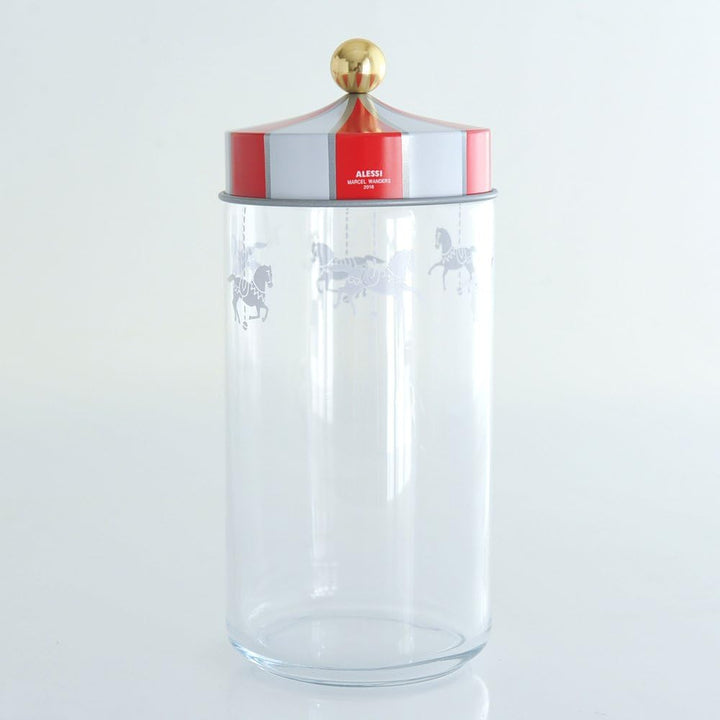 Alessi Küchendose mit abgedichtetem Deckel, Weissblech,Glas, Bunt, 10.5 x 10.5 x 24.5cm, 10.5 x 10.5