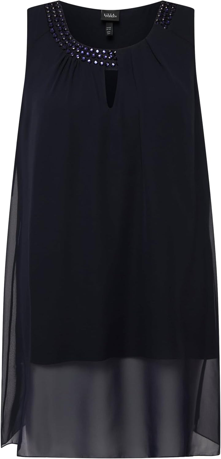 Ulla Popken Damen grosse Grössen Übergrössen Plus Size Longtunika, Ziersteine, A-Linie, Rundhals, är