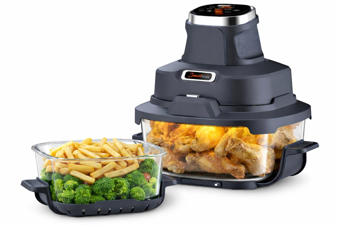 Smart Kitchen Glas-Heissluftfritteuse 4-in-1 – Air Fryer für Backen, Recrisp & Max Crisp – 4 L + 1,5