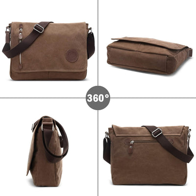 DORRISO Mode Umhängetasche Herren Schultertasche Canvas Schultertaschen für 14 Zoll Laptop Kuriertas