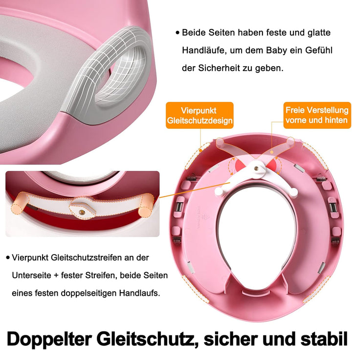 Kinder Toilettensitz WC Sitz, Baby Training Toilettentrainer, Kloaufsatz Kinder mit Anti-Rutsch Grif