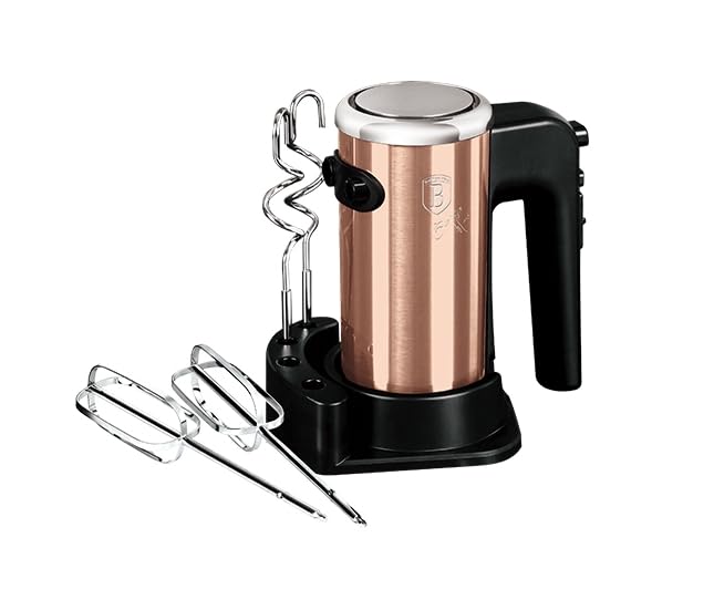 Berlinger Haus Handmixer mit Zubehör 300 W Rosegold Metallic Linie - Leistungsstarker Rührer für Kuc