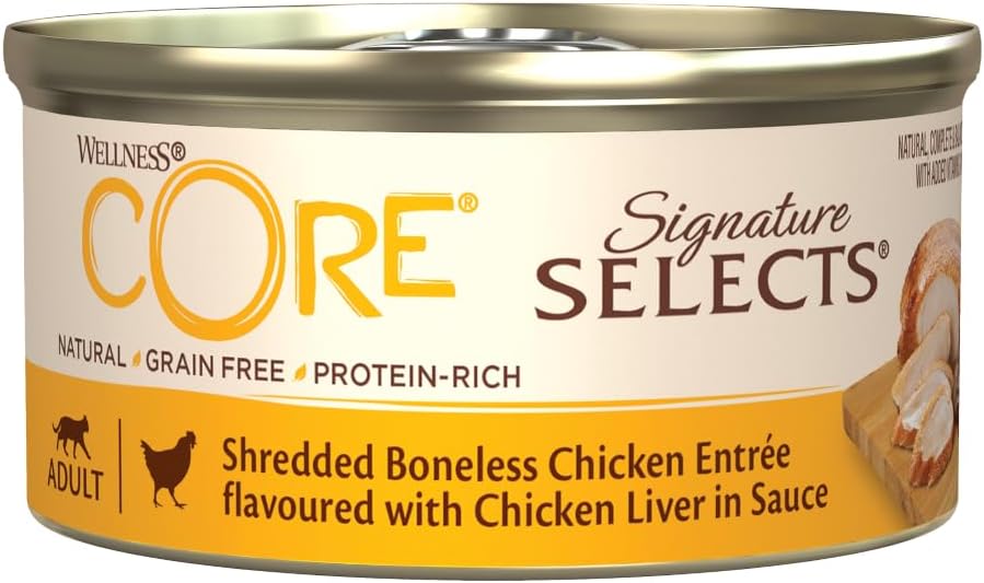 Wellness CORE Signature Selects, Katzenfutter nass in Sauce, getreidefrei, hoher Fleischanteil, Shre