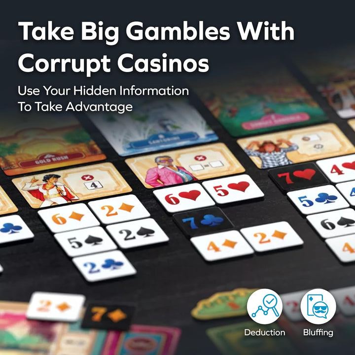 Allplay Vegas Strip Board Game – Bluffing and Deduction for 2-6 Players, Unique Casino Powers, Ages