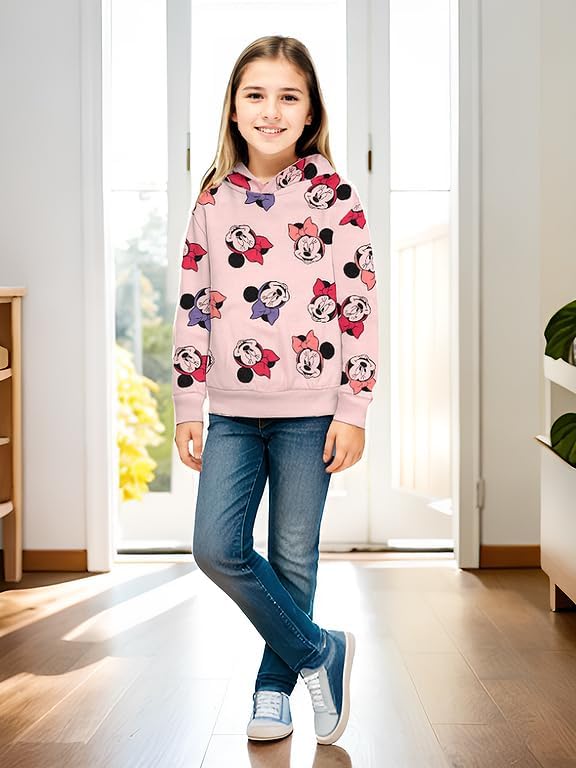 Disney Minnie Mouse Hoodie für Mädchen - Kinder Kapuzenpullover Pullover mit Kapuze Sweatshirt Rosa
