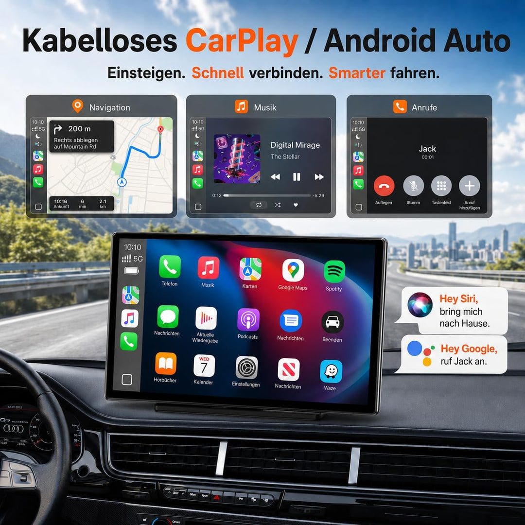 Volam Android Auto Display &amp;Wireless CarPlay Kompatibel mit Net flix/Y0uTube,2026 Aktualisierter Tra