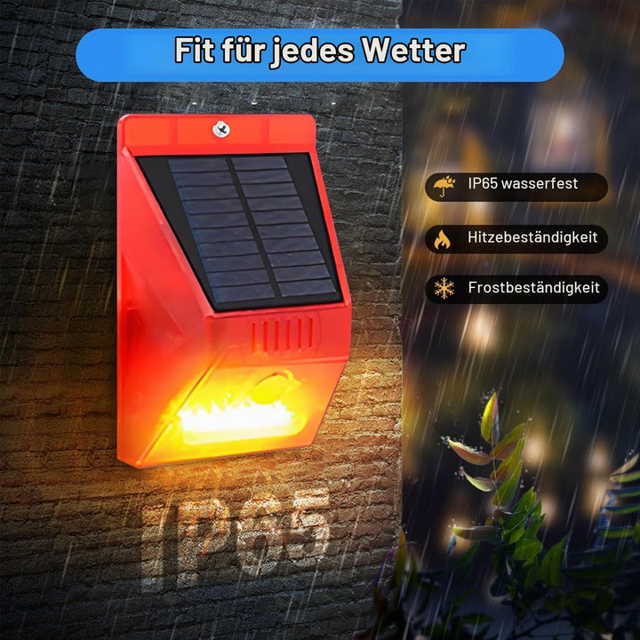 Solar Alarmanlage Blitz Hell mit Fernbedienung Bewegungsmelder Draussen Alarm Hell 129db Ton Sicherh