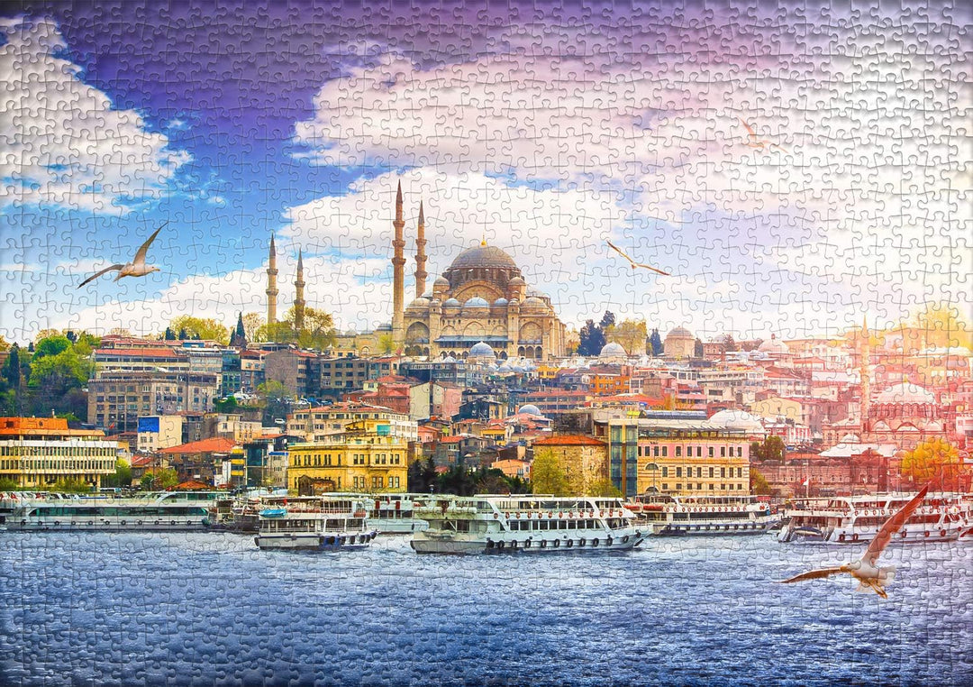 Ulmer Puzzleschmiede - Puzzle „Perle am Bosporus“ - Klassisches 1000 Teile Städte-Puzzle – Puzzlemot