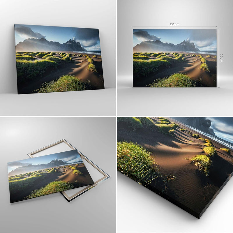 Bilder auf Leinwand 100x70cm Leinwandbild mit Rahmen Vulkan Natur Gross Wanddeko Bild Schlafzimmer K